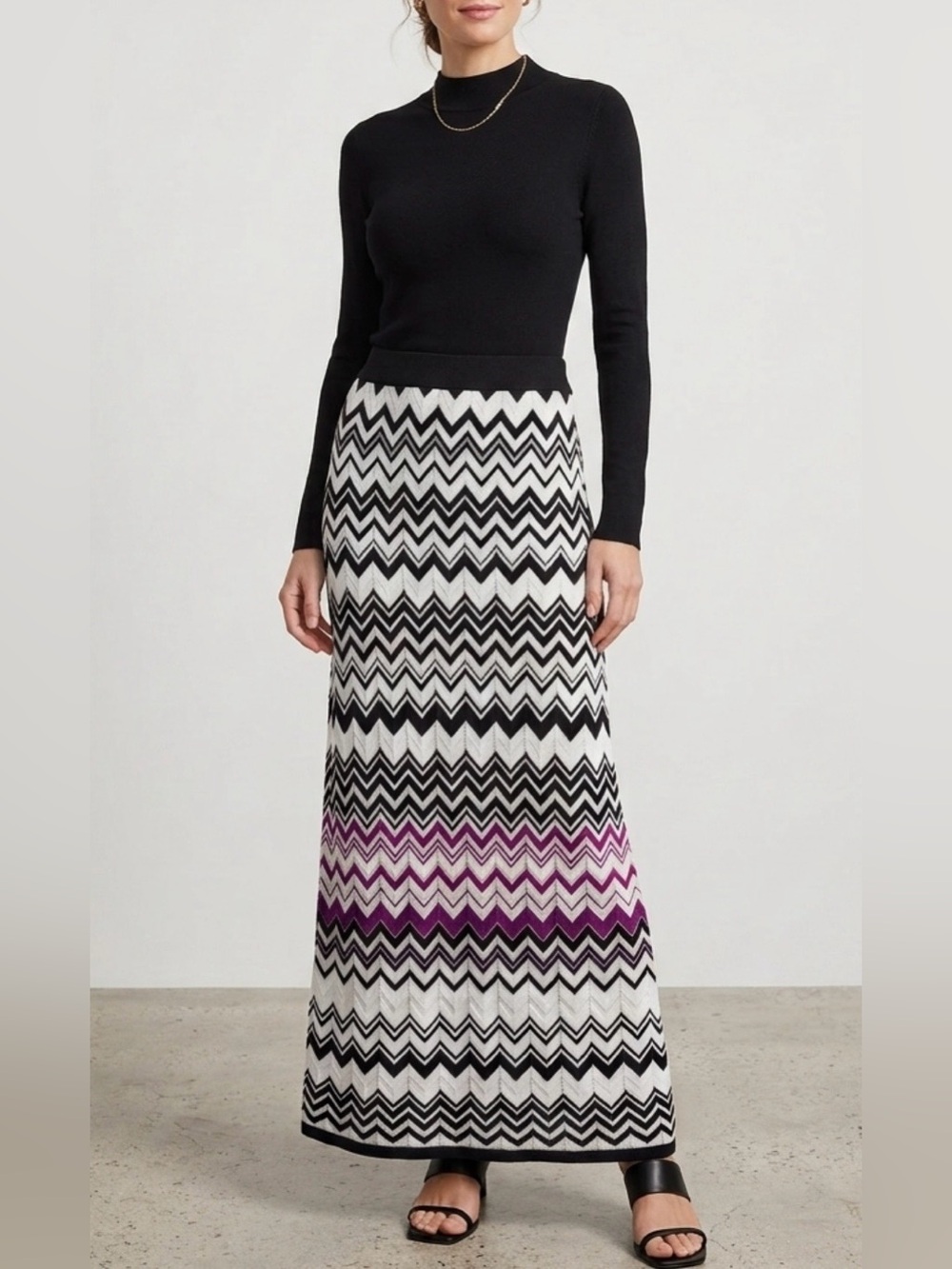 White House Black Market Zigzag Maxi Skirt